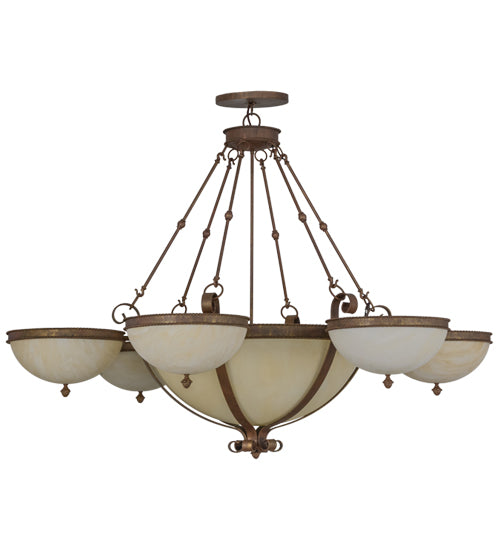 Meyda Lighting Alonzo 72" 17-Light 6-Arm Cortez Gold Chandelier With Beige Sahara Taupe Idalight Shade