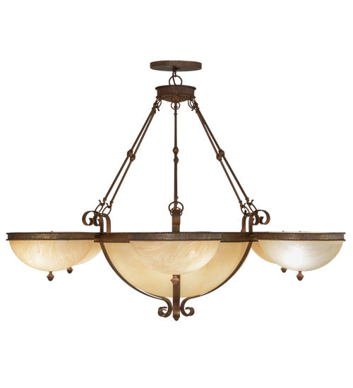 Meyda Lighting Alonzo 72" 17-Light 6-Arm Cortez Gold Chandelier With Beige Sahara Taupe Idalight Shade