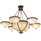 Meyda Lighting Alonzo 72" 17-Light 6-Arm Cortez Gold Chandelier With Beige Sahara Taupe Idalight Shade