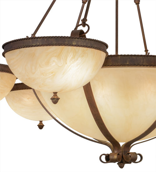 Meyda Lighting Alonzo 72" 17-Light 6-Arm Cortez Gold Chandelier With Beige Sahara Taupe Idalight Shade