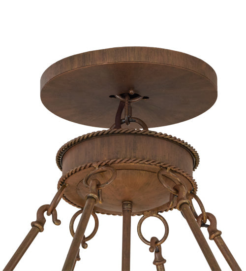 Meyda Lighting Alonzo 72" 17-Light 6-Arm Cortez Gold Chandelier With Beige Sahara Taupe Idalight Shade