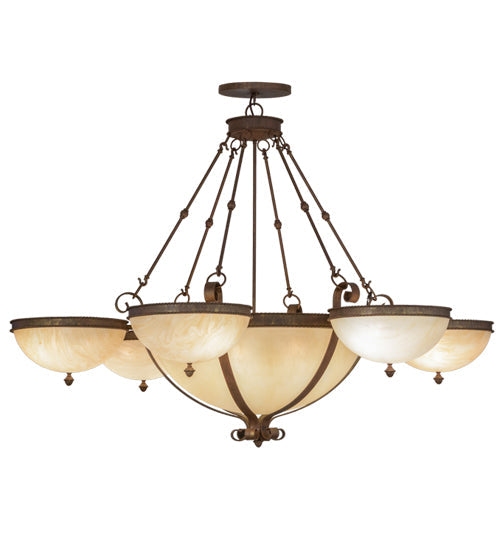 Meyda Lighting Alonzo 72" 17-Light 6-Arm Cortez Gold Chandelier With Beige Sahara Taupe Idalight Shade