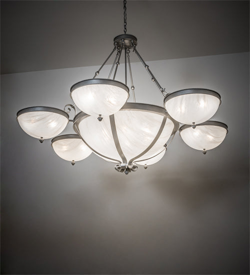 Meyda Lighting Alonzo 72" 18-Light Light Sandstone Chandelier With White Angelwing Idalight Shade