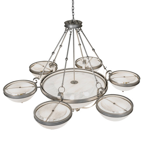 Meyda Lighting Alonzo 72" 18-Light Light Sandstone Chandelier With White Angelwing Idalight Shade