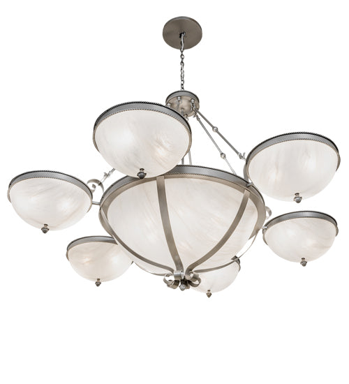 Meyda Lighting Alonzo 72" 18-Light Light Sandstone Chandelier With White Angelwing Idalight Shade