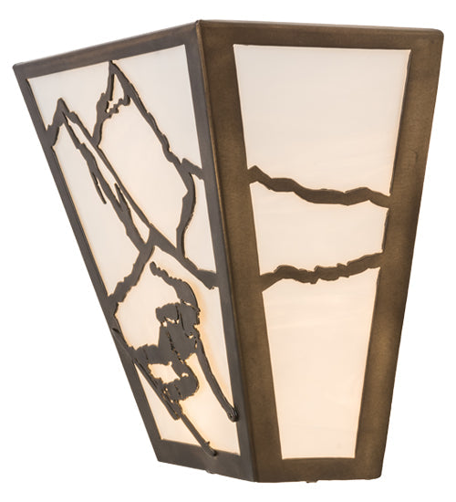 Meyda Lighting Alpine 13" 2-Light Antique Copper Wall Sconce With White Art Shade Glass