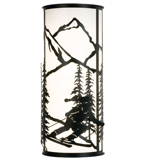 Meyda Lighting Alpine 13" 4-Light Textured Black Wall Sconce With White Acrylic Shade