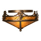 Meyda Lighting Alpine 16" 2-Light Antique Copper Flush Mount Light With Amber Mica Shade Glass