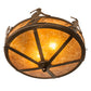 Meyda Lighting Alpine 16" 2-Light Antique Copper Flush Mount Light With Amber Mica Shade Glass