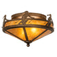 Meyda Lighting Alpine 16" 2-Light Antique Copper Flush Mount Light With Amber Mica Shade Glass