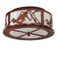 Meyda Lighting Alpine 16" 2-Light Rust Semi-flush Mount Light With Angelwing Idalight Shade