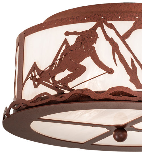 Meyda Lighting Alpine 16" 2-Light Rust Semi-flush Mount Light With Angelwing Idalight Shade