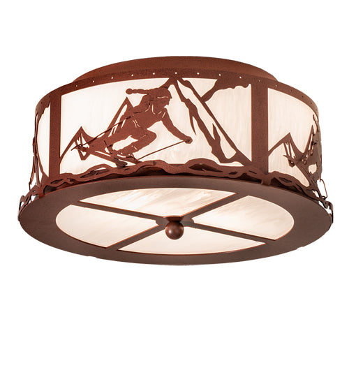 Meyda Lighting Alpine 16" 2-Light Rust Semi-flush Mount Light With Angelwing Idalight Shade