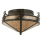 Meyda Lighting Alpine 16" 2-Light Timeless Bronze Flush Mount Light With Silver Mica Shade Glass