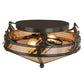 Meyda Lighting Alpine 16" 2-Light Timeless Bronze Flush Mount Light With Silver Mica Shade Glass