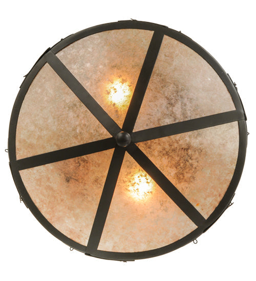 Meyda Lighting Alpine 16" 2-Light Timeless Bronze Flush Mount Light With Silver Mica Shade Glass