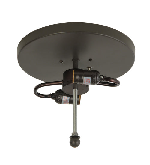 Meyda Lighting Alpine 16" 2-Light Timeless Bronze Flush Mount Light With Silver Mica Shade Glass