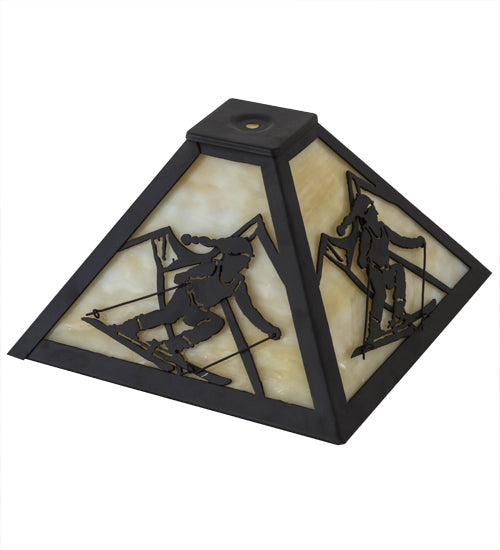 Meyda Lighting Alpine 16" Oil Rubbed Bronze Frame With Beige Art Shade Glass
