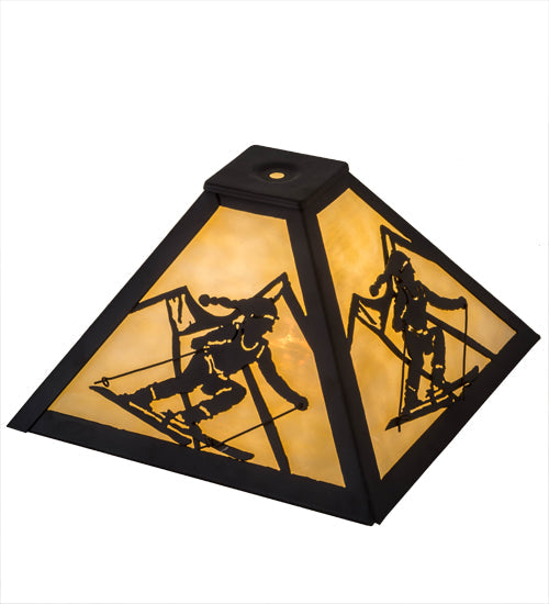 Meyda Lighting Alpine 16" Oil Rubbed Bronze Frame With Beige Art Shade Glass