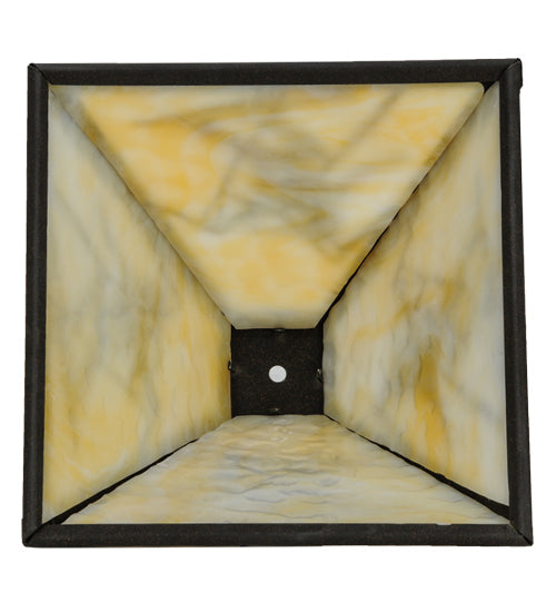 Meyda Lighting Alpine 16"W x 7"H Dark Roast Frame and Beige Art Shade Glass
