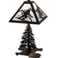 Meyda Lighting Alpine 21" 2-Light Textured Black Table Lamp With White Art Shade Glass