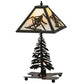 Meyda Lighting Alpine 22" 2-Light Dark Roast Lighted Table Lamp Base With Beige Iridescent Shade Glass