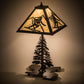 Meyda Lighting Alpine 22" 2-Light Oil Rubbed Bronze Table Lamp With Beige Art Shade Glass and Lighted Base