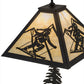 Meyda Lighting Alpine 22" 2-Light Oil Rubbed Bronze Table Lamp With Beige Art Shade Glass and Lighted Base