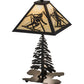 Meyda Lighting Alpine 22" 2-Light Oil Rubbed Bronze Table Lamp With Beige Art Shade Glass and Lighted Base