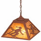 Meyda Lighting Alpine 22" 2-Light Rust Pendant Light With Amber Mica Shade Glass