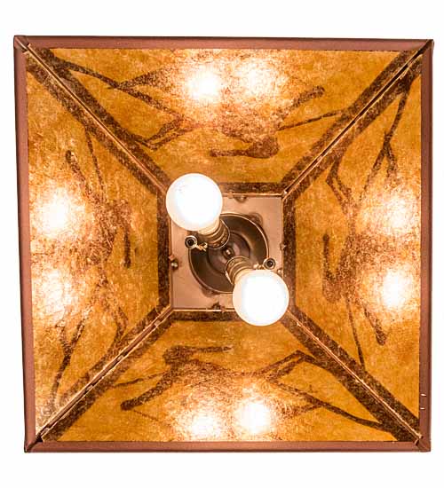 Meyda Lighting Alpine 22" 2-Light Rust Pendant Light With Amber Mica Shade Glass