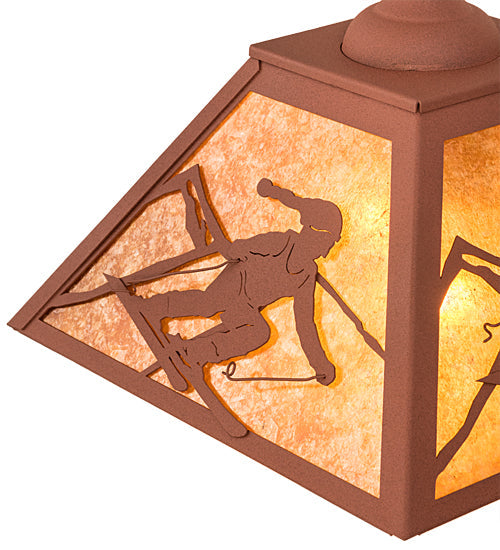 Meyda Lighting Alpine 22" 2-Light Rust Pendant Light With Amber Mica Shade Glass