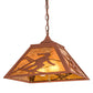 Meyda Lighting Alpine 22" 2-Light Rust Pendant Light With Amber Mica Shade Glass