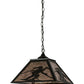 Meyda Lighting Alpine 22" 2-Light Textured Black Pendant Light With Silver Mica Shade Glass