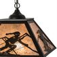 Meyda Lighting Alpine 22" 2-Light Textured Black Pendant Light With Silver Mica Shade Glass