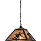Meyda Lighting Alpine 22" 2-Light Textured Black Pendant Light With Silver Mica Shade Glass