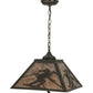 Meyda Lighting Alpine 22" 2-Light Timeless Bronze Pendant Light With Silver Mica Shade Glass
