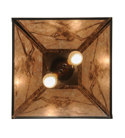 Meyda Lighting Alpine 22" 2-Light Timeless Bronze Pendant Light With Silver Mica Shade Glass
