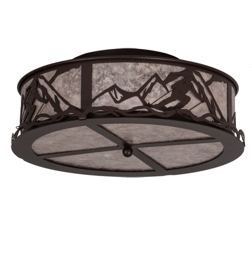 Meyda Lighting Alpine 22" 4-Light Cafe Noir Semi-flush Mount Light With Silver Mica Shade Glass