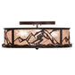 Meyda Lighting Alpine 22" 4-Light Cafe Noir Semi-flush Mount Light With Silver Mica Shade Glass