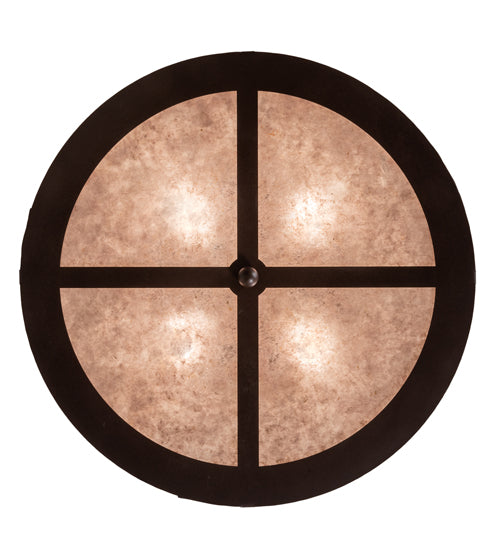 Meyda Lighting Alpine 22" 4-Light Cafe Noir Semi-flush Mount Light With Silver Mica Shade Glass