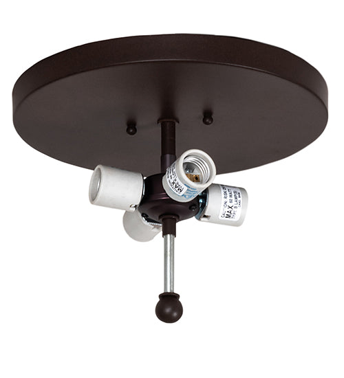 Meyda Lighting Alpine 22" 4-Light Cafe Noir Semi-flush Mount Light With Silver Mica Shade Glass