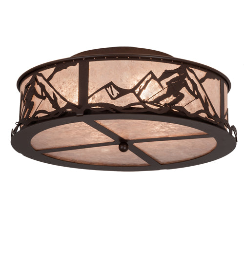 Meyda Lighting Alpine 22" 4-Light Cafe Noir Semi-flush Mount Light With Silver Mica Shade Glass