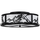 Meyda Lighting Alpine 22" 4-Light Textured Black Flush Mount Light With White Statuario Idalight Shade Glass