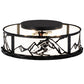 Meyda Lighting Alpine 22" 4-Light Textured Black Flush Mount Light With White Statuario Idalight Shade Glass