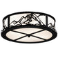 Meyda Lighting Alpine 22" 4-Light Textured Black Flush Mount Light With White Statuario Idalight Shade Glass