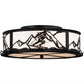 Meyda Lighting Alpine 22" 4-Light Textured Black Flush Mount Light With White Statuario Idalight Shade Glass