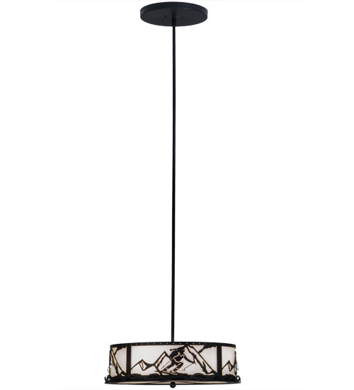 Meyda Lighting Alpine 22" 4-Light Textured Black Inverted Pendant Light With White Statuario Idalight Shade