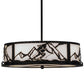Meyda Lighting Alpine 22" 4-Light Textured Black Inverted Pendant Light With White Statuario Idalight Shade