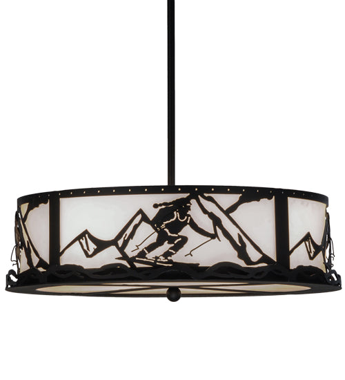 Meyda Lighting Alpine 22" 4-Light Textured Black Inverted Pendant Light With White Statuario Idalight Shade